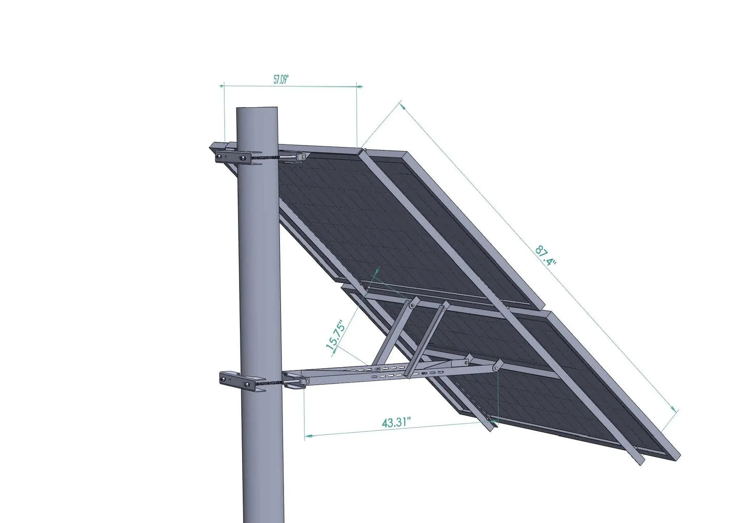 Elios Koala M2 – Support de montage sur poteau pour 2 panneaux 60/72 cellules (acier galvanisé, visserie inox, garantie 5 ans) Boutique Solaire Québec