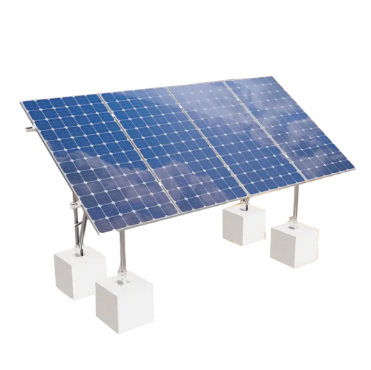 Elios Terra G4 – Système de montage au sol pour 4 panneaux 60/72 cellules (acier galvanisé + rails aluminium, 35°, garantie 5 ans) Elios