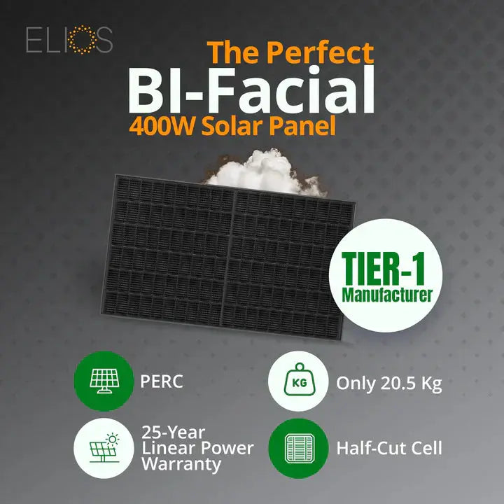 Elios Voltaic 400HC-BF | Panneau Solaire Bifacial Monocristallin 400W Elios